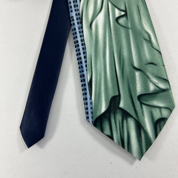 Vintage Rene Chagal Statue of Liberty Tie Necktie New York Empire State Building - Picture 8 of 10